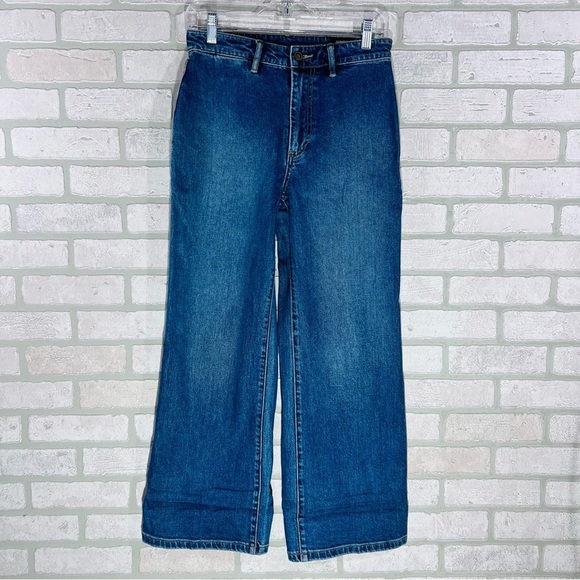 Vince High Waist Blue Crop Wide Trouser Jeans Size 28 - Picture 2 of 9